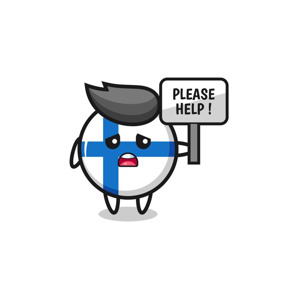 cute finland flag hold the please help banner vector