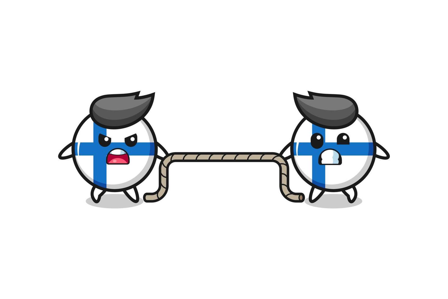 cute finland flag character is playing tug of war game vector