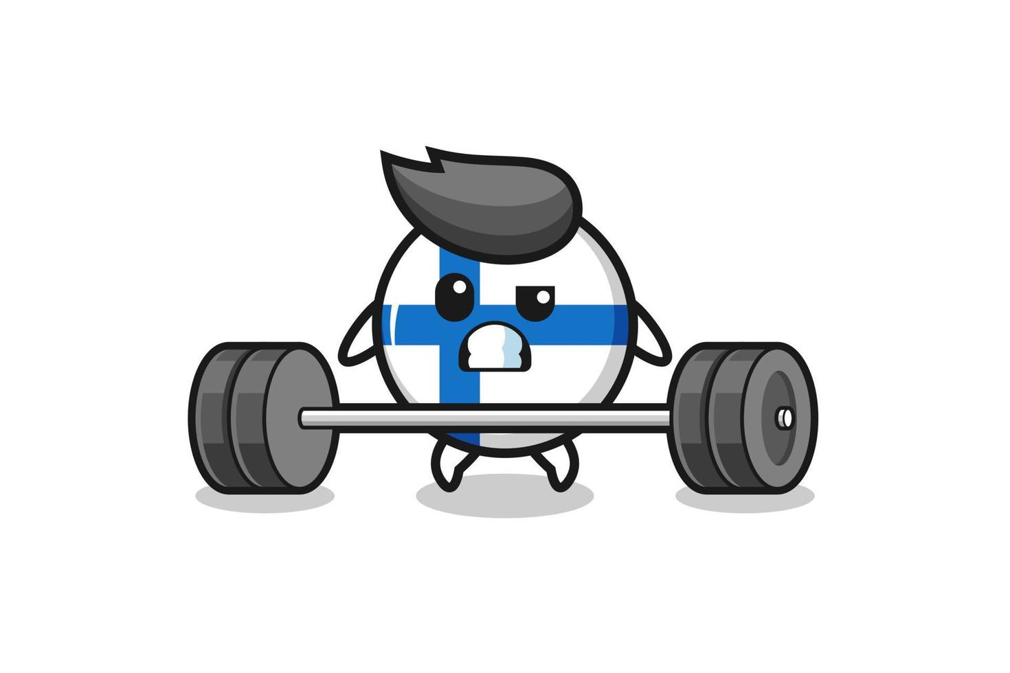 cartoon of finland flag lifting a barbell vector