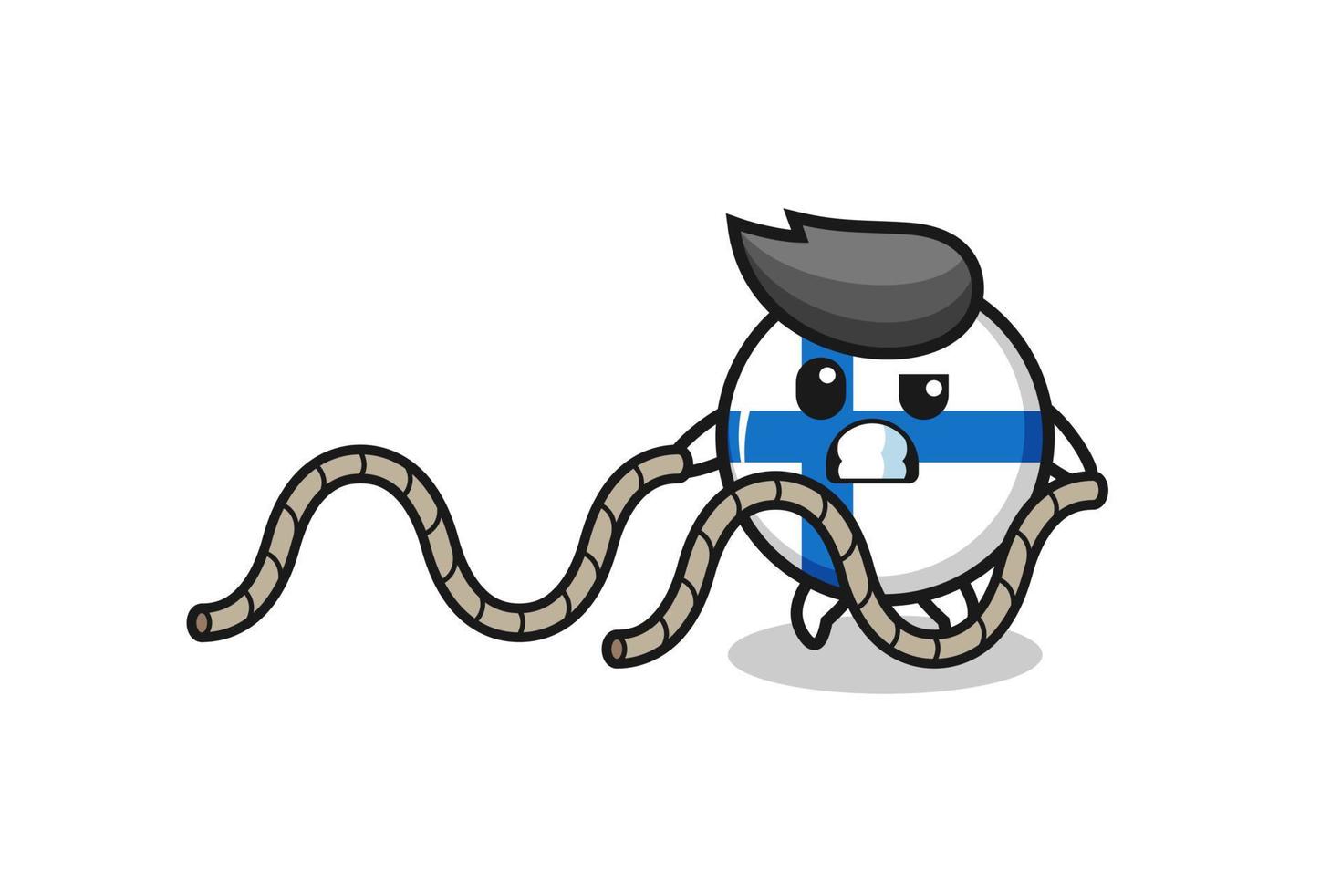 illustration of finland flag doing battle rope workout vector