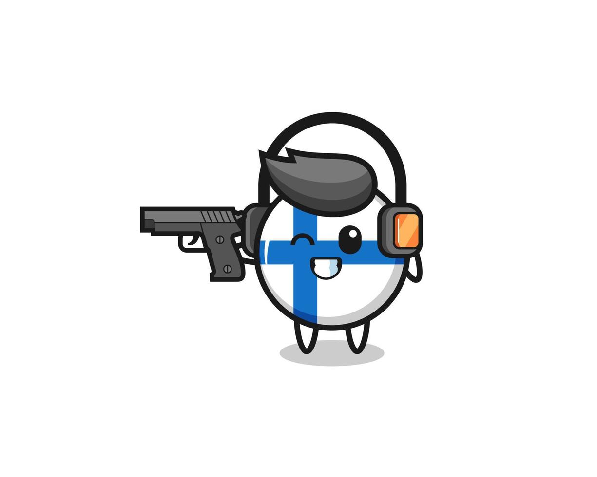 Ilustración de dibujos animados de la bandera de Finlandia haciendo campo de tiro vector