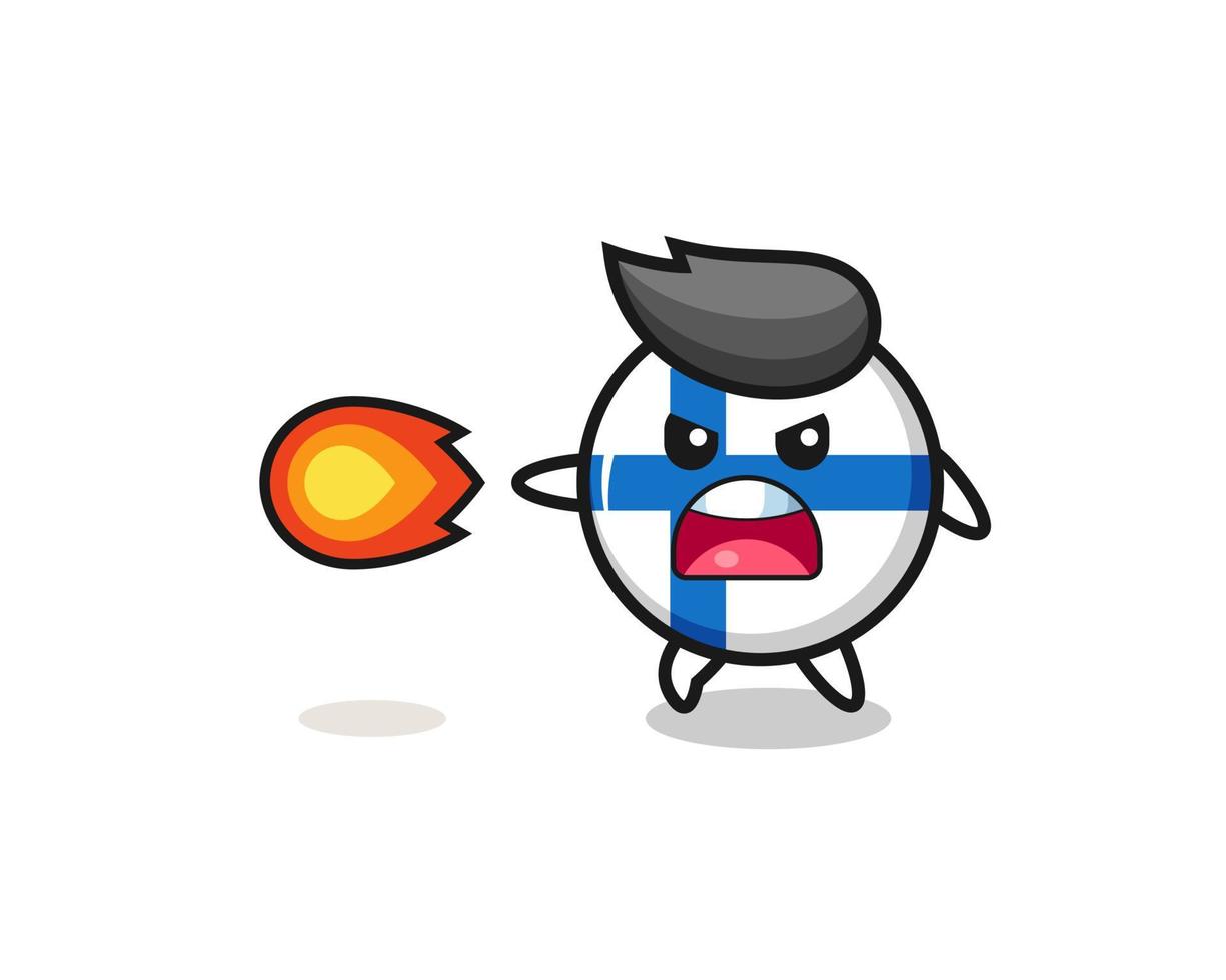 cute finland flag mascot is shooting fire power vector