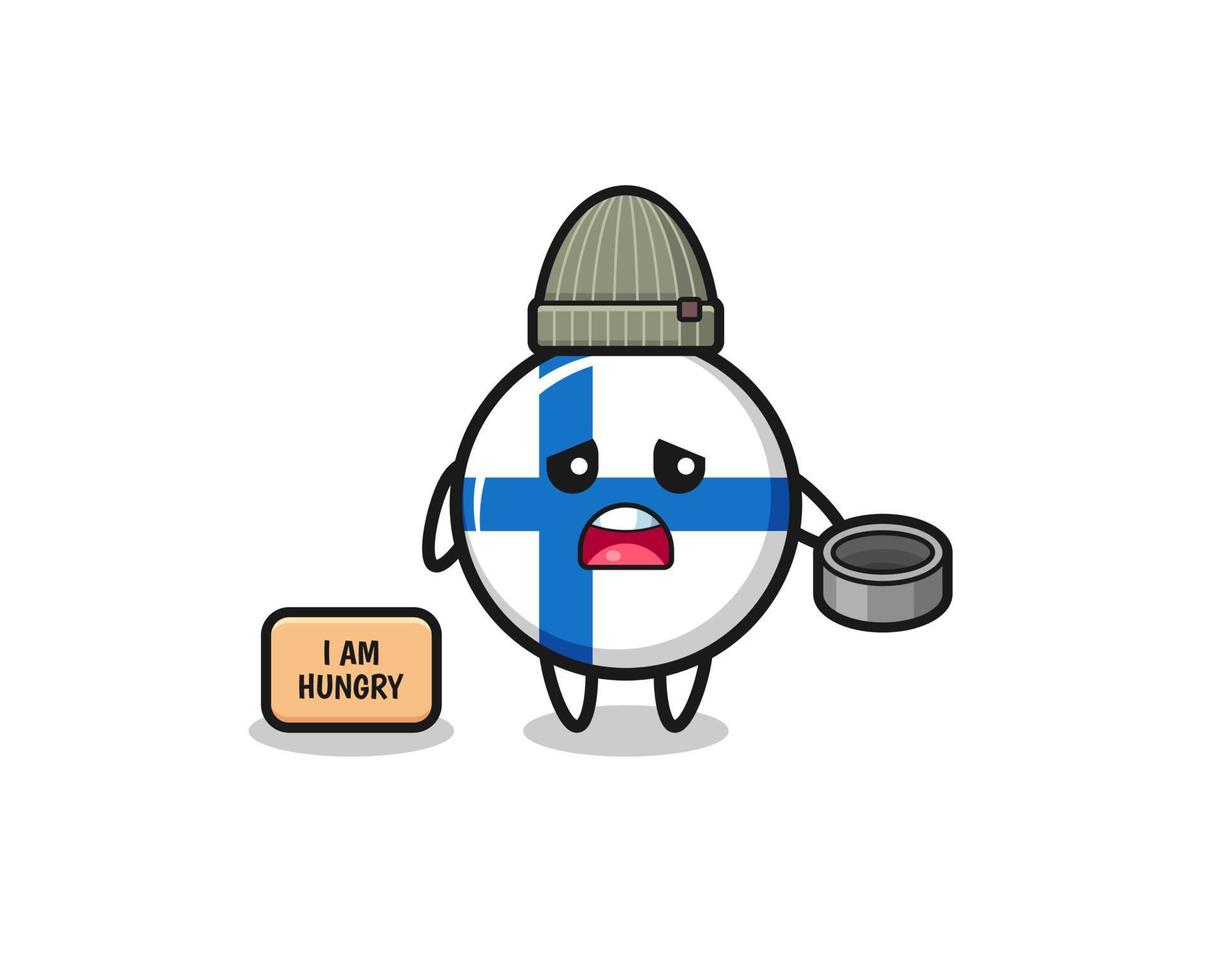 cute finland flag beggar cartoon character vector