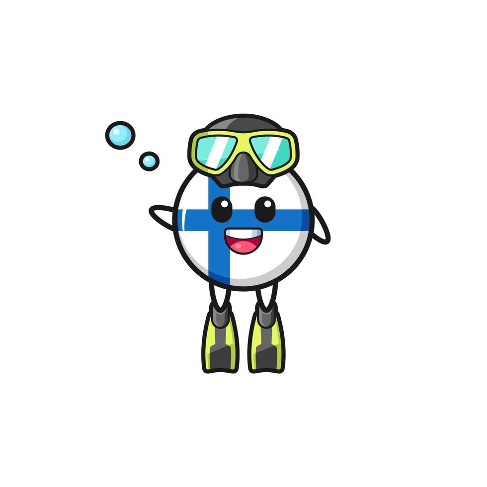 the finland flag diver cartoon character vector