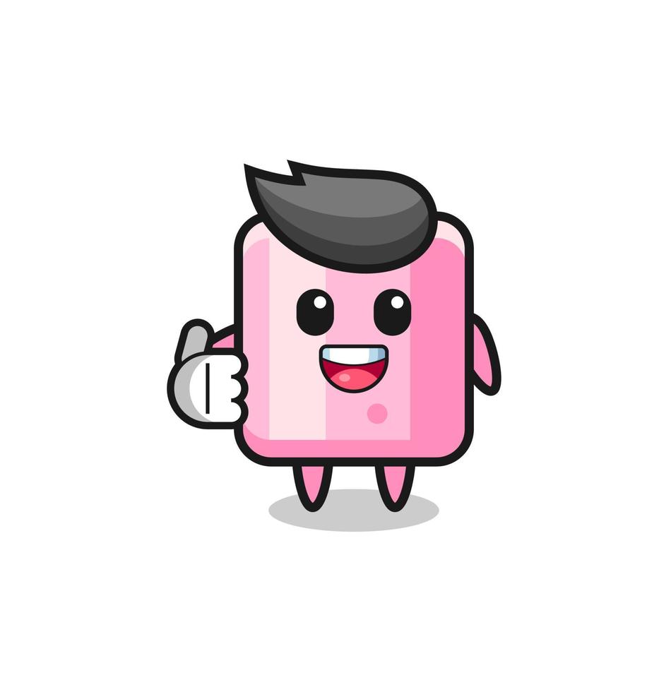 marshmallow mascot doing thumbs up gesture vector