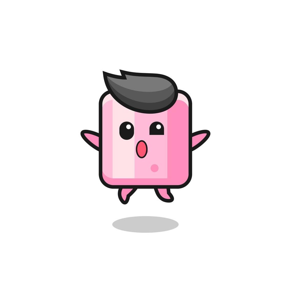 marshmallow character is jumping gesture vector