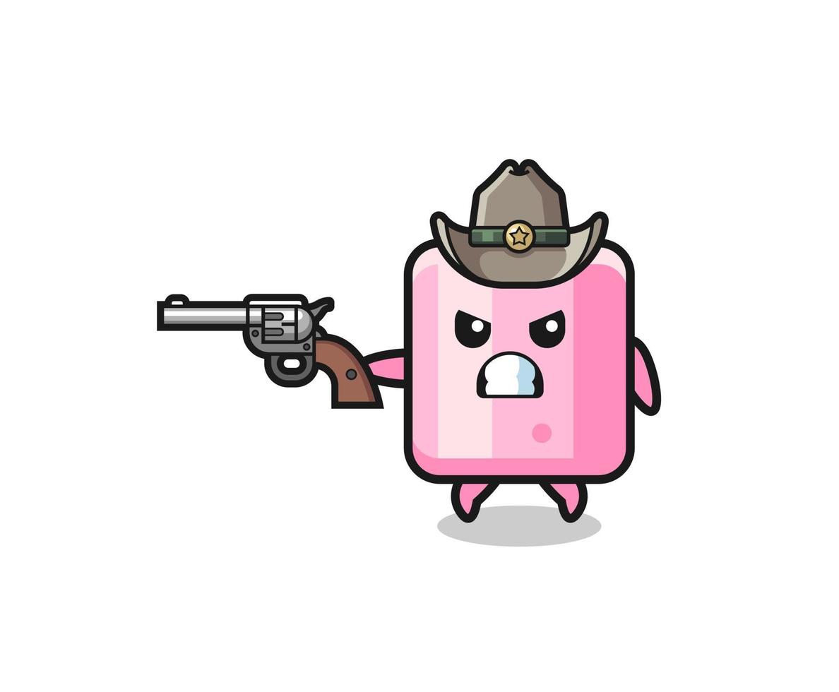 the marshmallow cowboy shooting with a gun vector