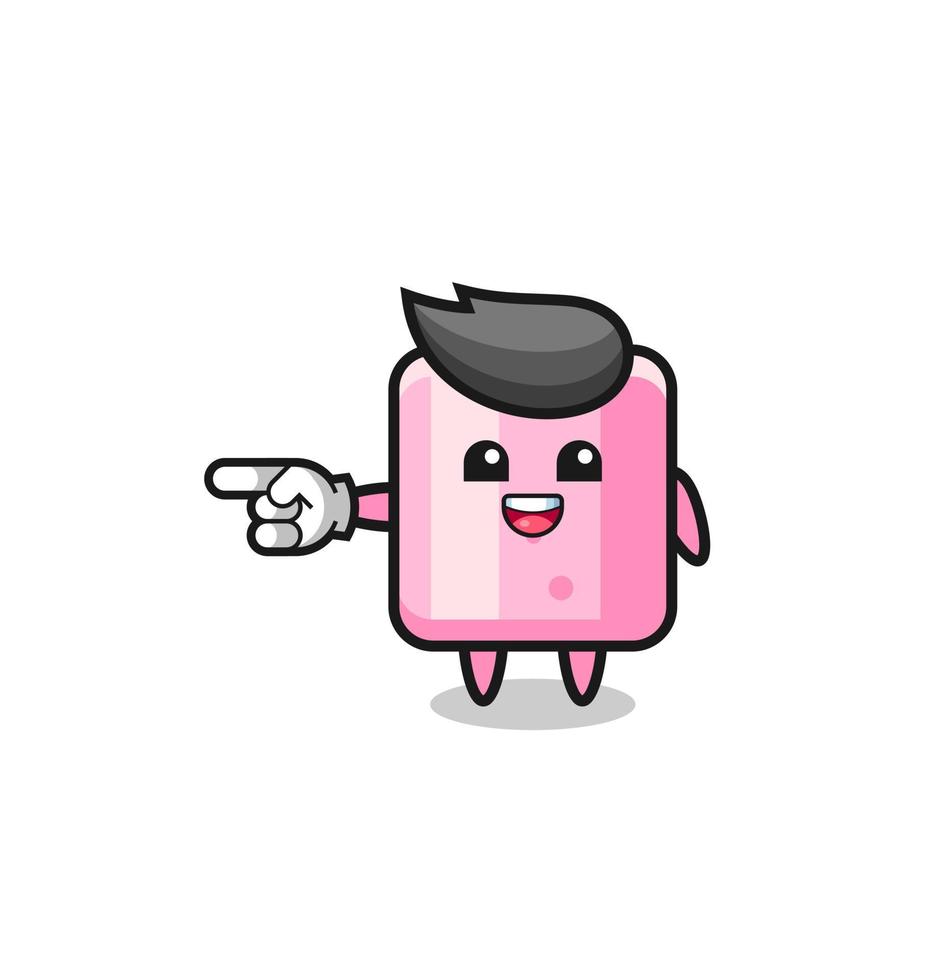 marshmallow cartoon with pointing left gesture vector