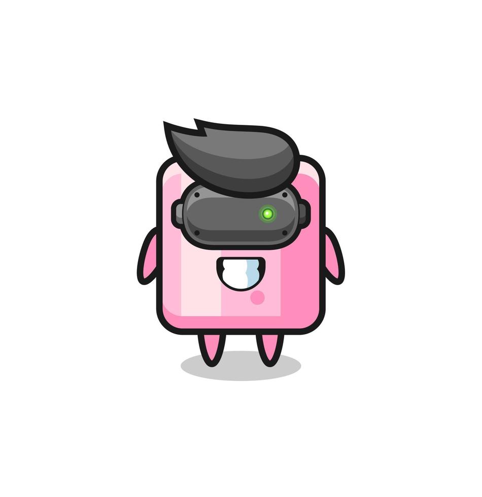 cute marshmallow using VR headset vector