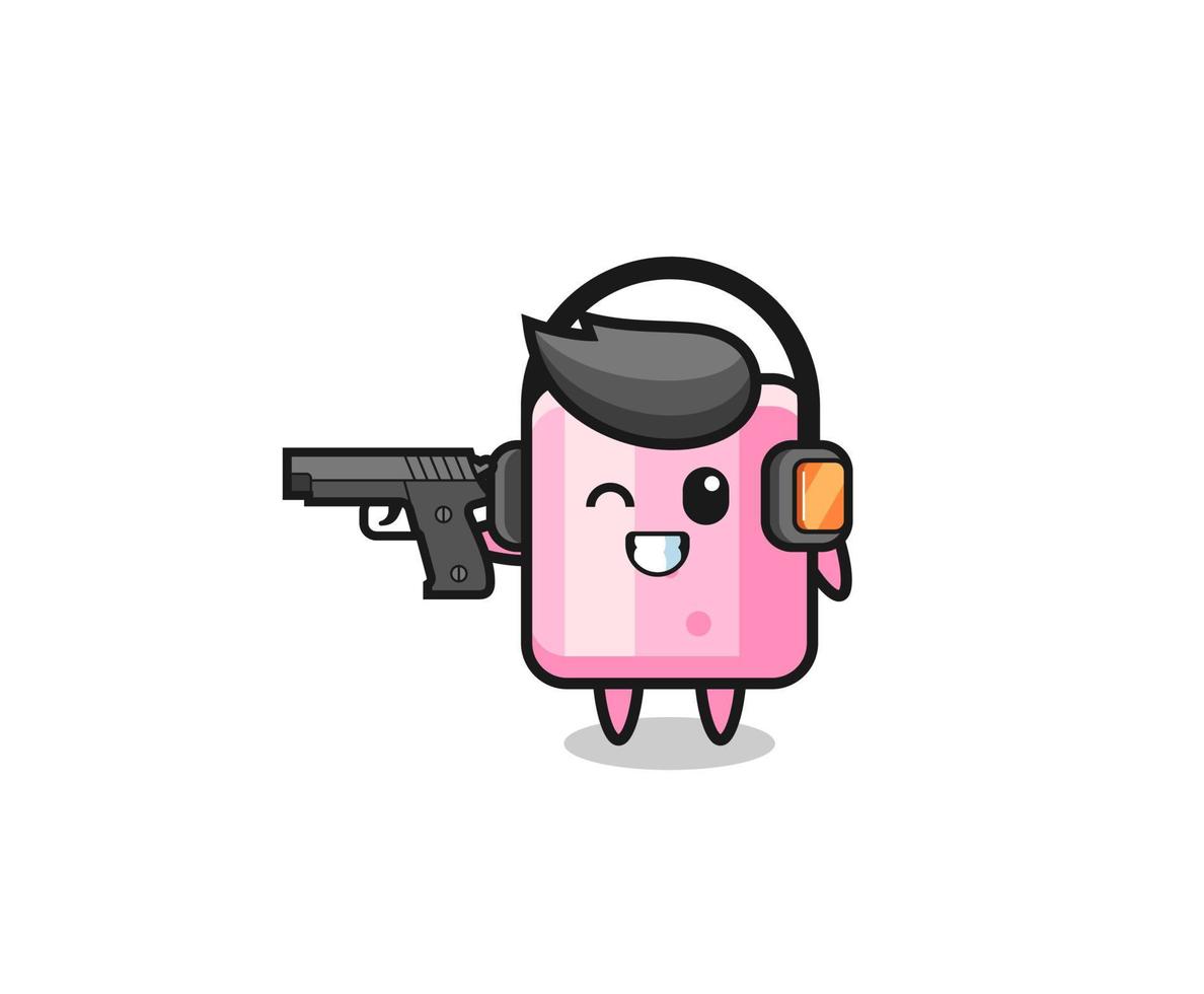 illustration of marshmallow cartoon doing shooting range vector