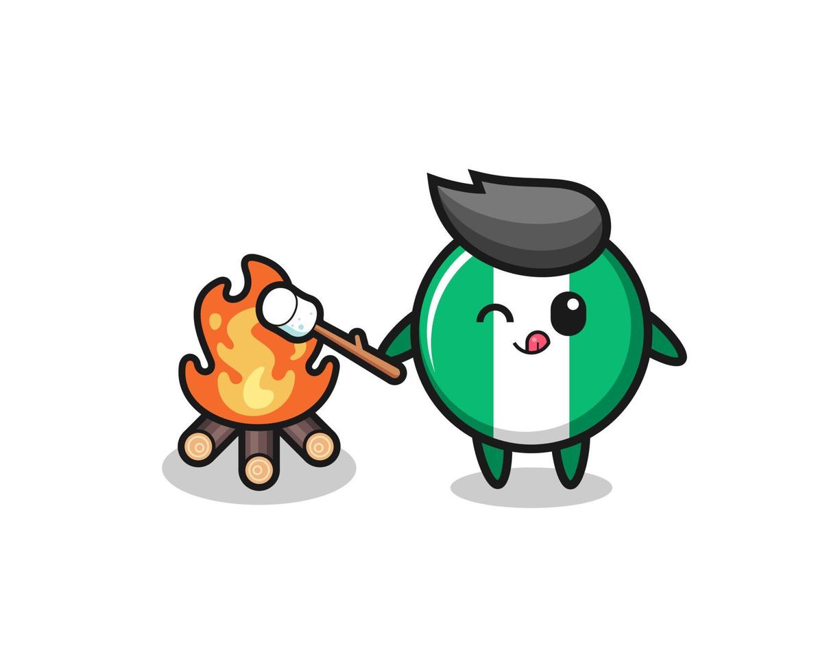 nigeria flag character is burning marshmallow vector