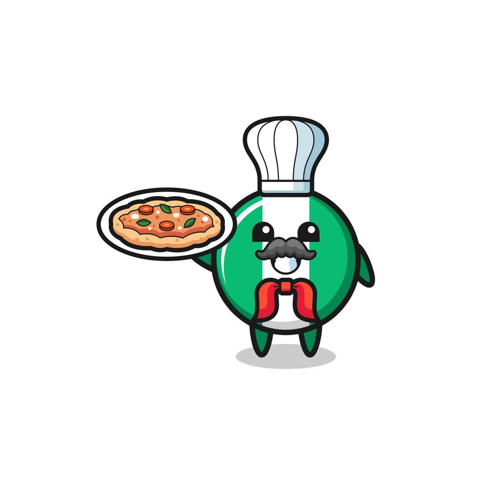 nigeria flag character as Italian chef mascot vector