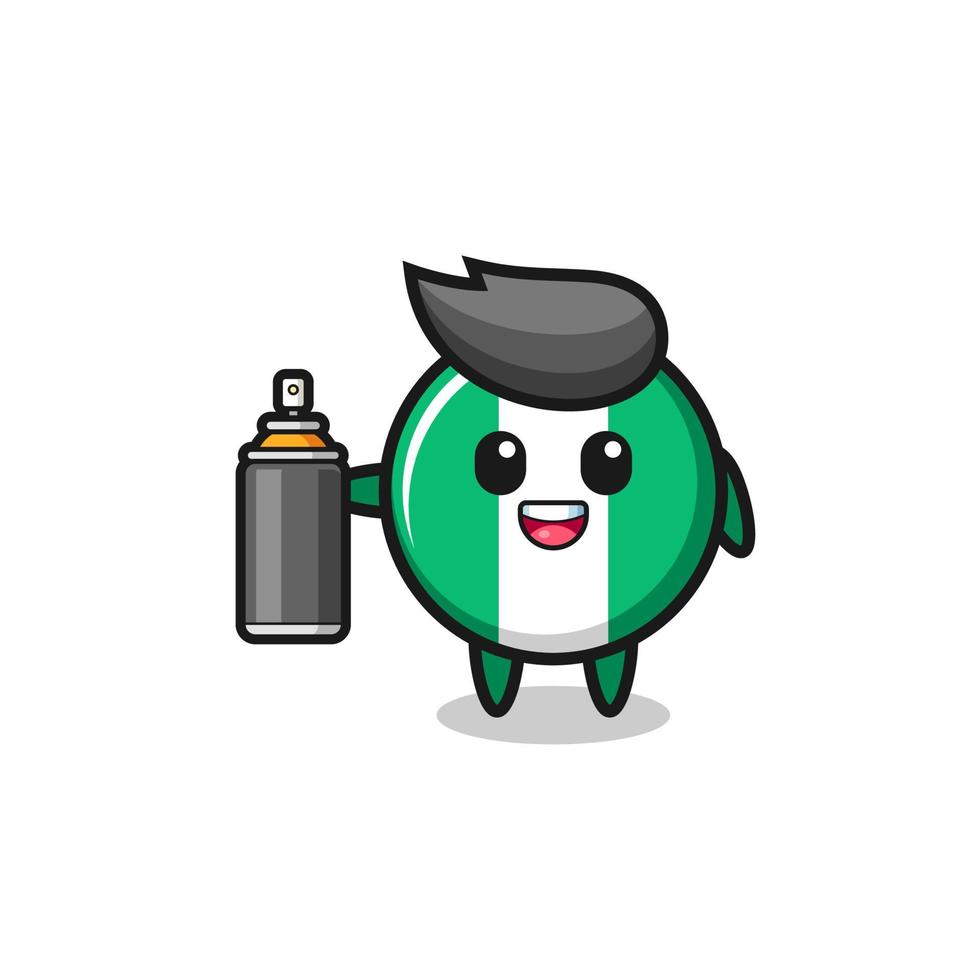 the cute nigeria flag as a graffiti bomber vector