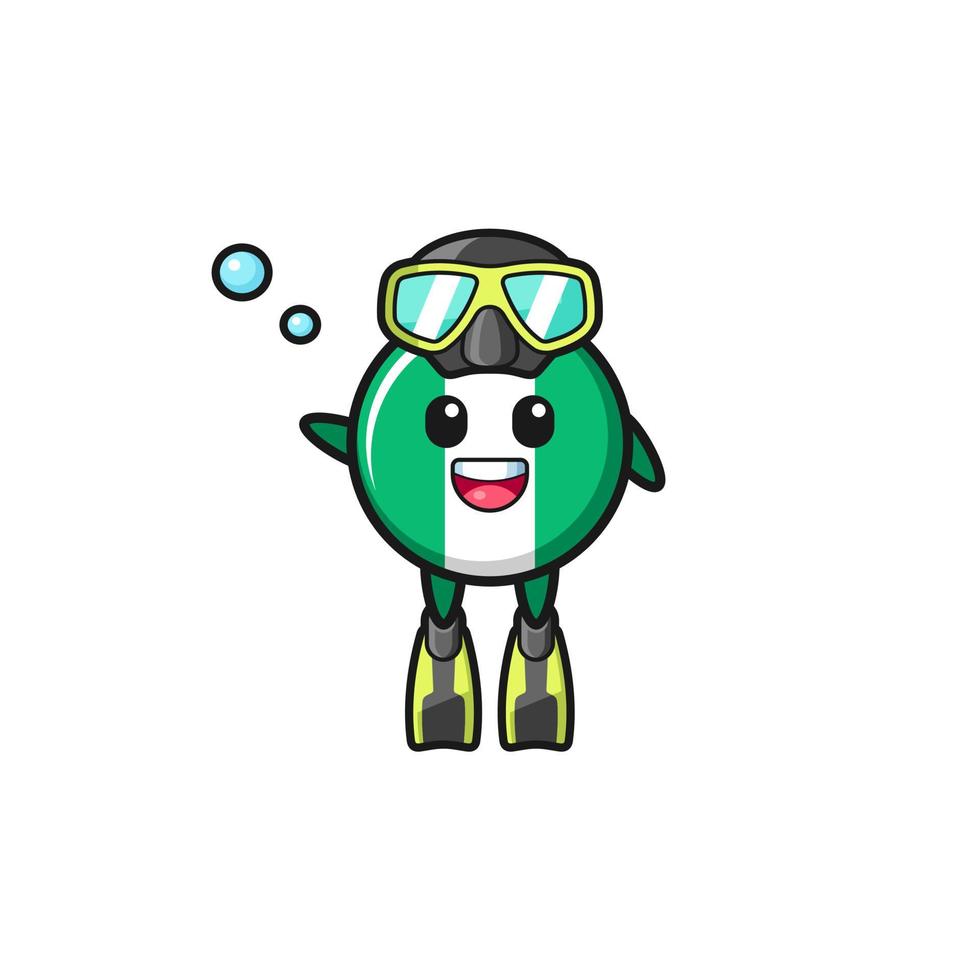 the nigeria flag diver cartoon character vector