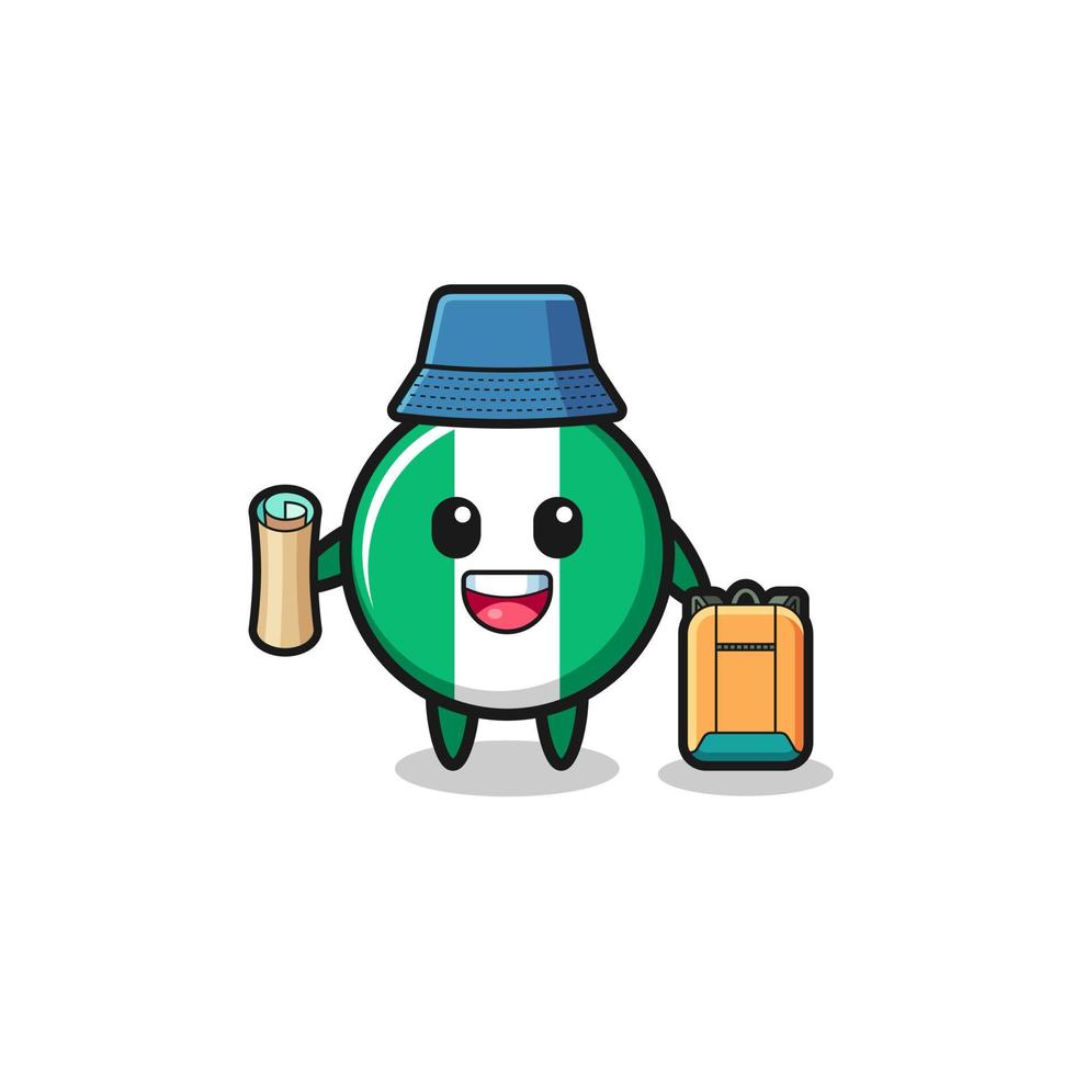 nigeria flag mascot character as hiker vector
