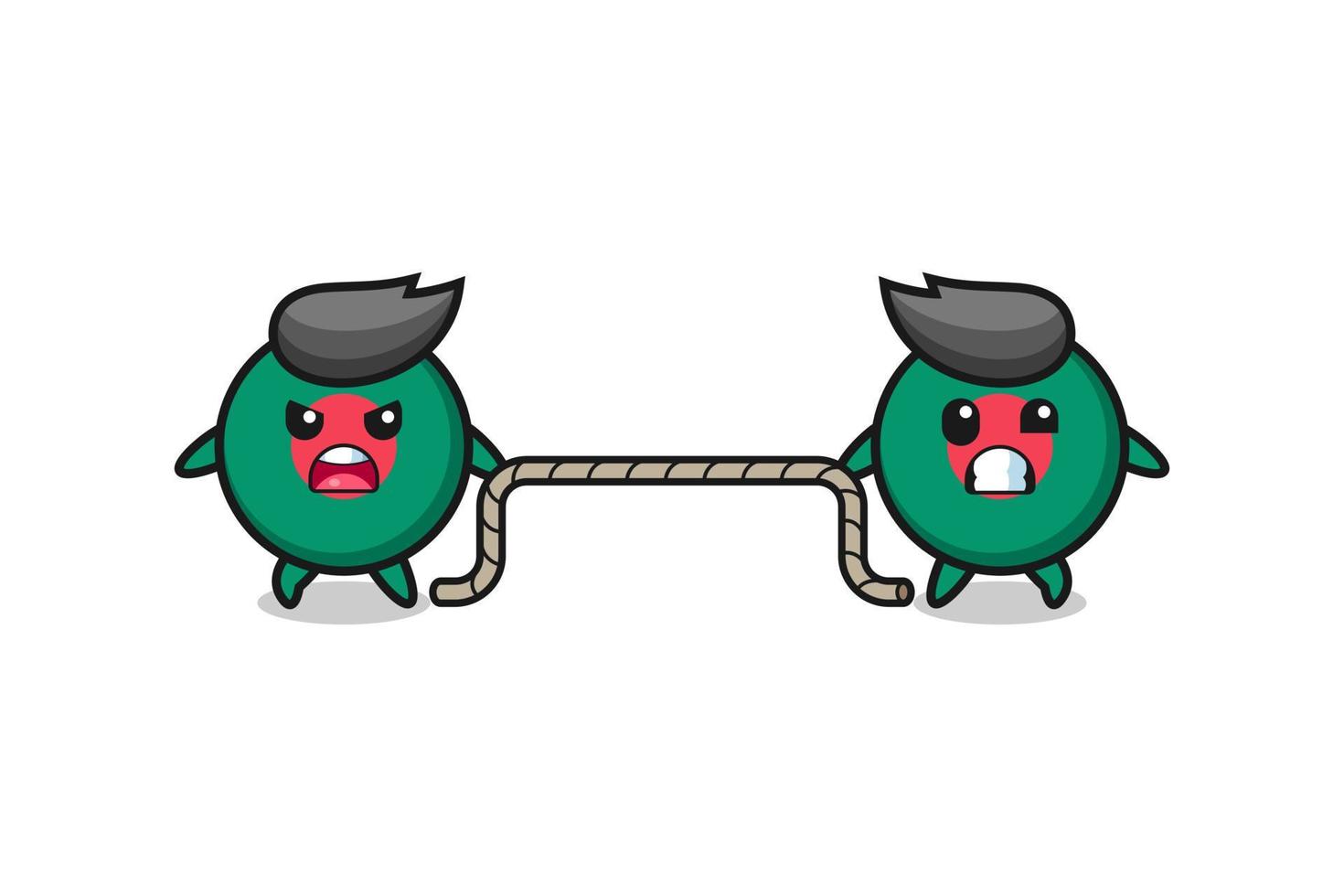 cute bangladesh flag character is playing tug of war game vector