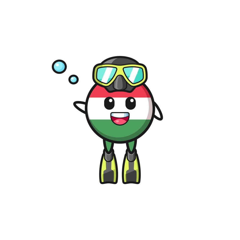 the hungary flag diver cartoon character vector