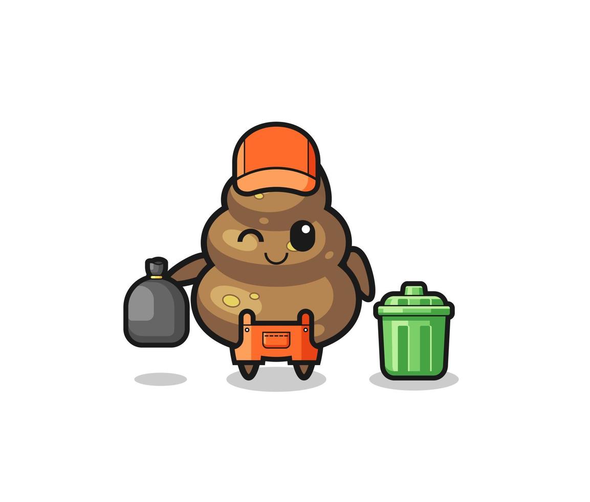 cute poop hold the please help banner vector