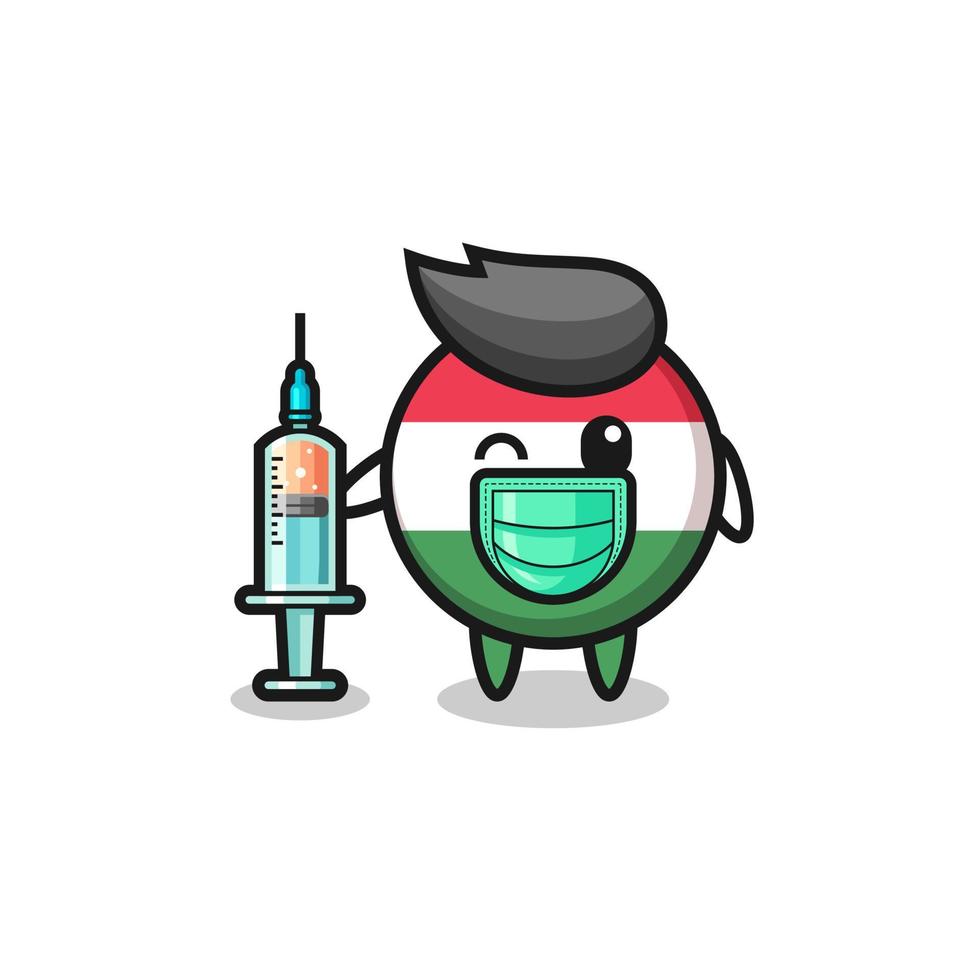 hungary flag mascot as vaccinator vector
