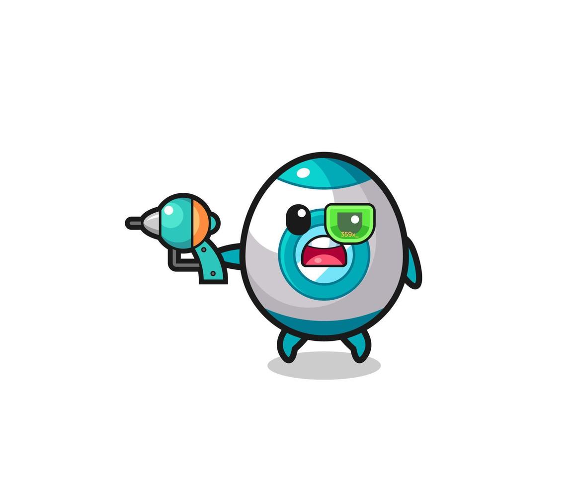 cute rocket holding a future gun vector