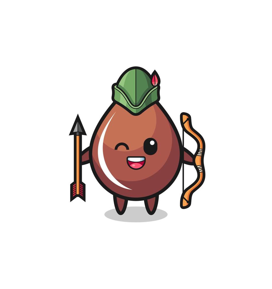 chocolate drop cartoon as medieval archer mascot vector