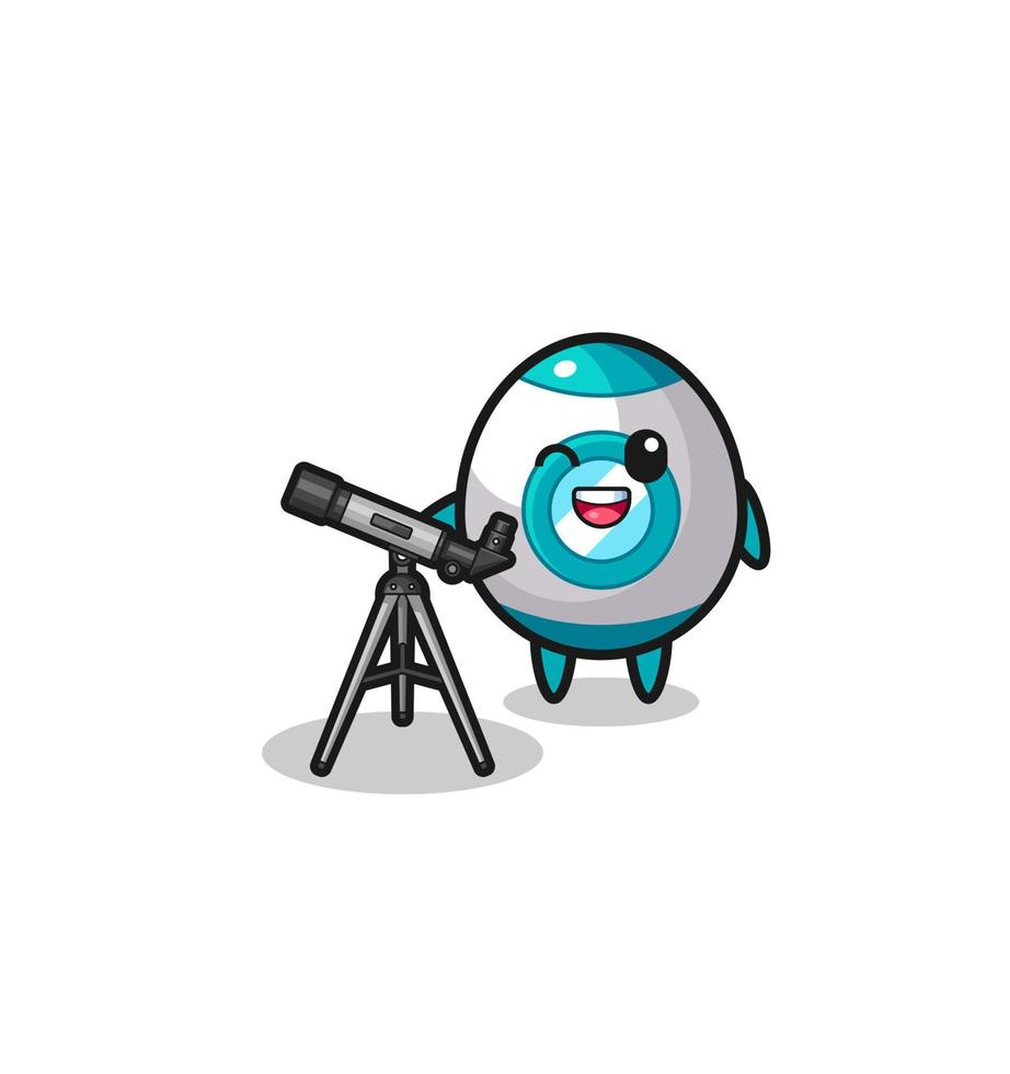 rocket astronomer mascot with a modern telescope vector