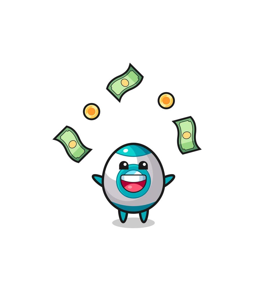 illustration of the rocket catching money falling from the sky vector