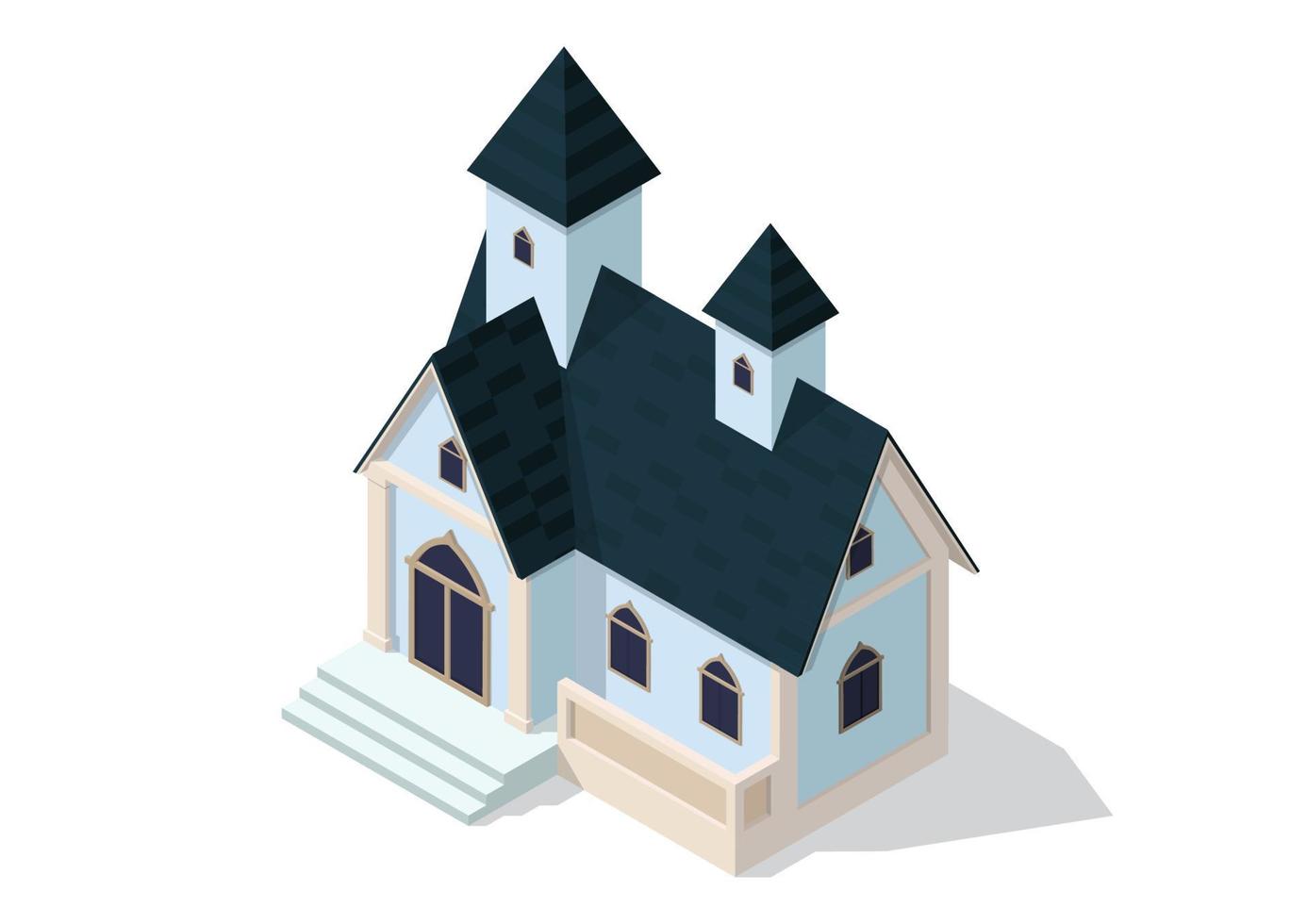 Isometric of victorian style house. vector