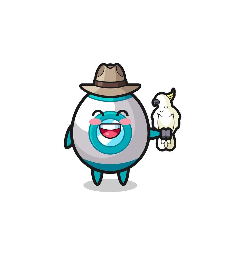 rocket zookeeper mascot with a parrot vector