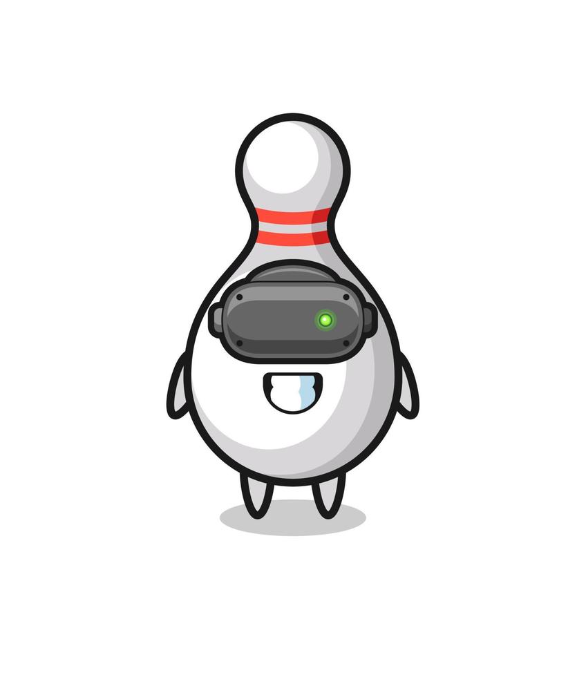 cute bowling pin using VR headset vector