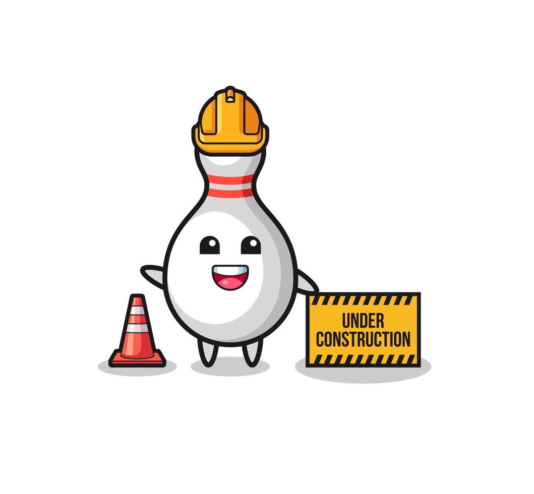 illustration of bowling pin with under construction banner vector