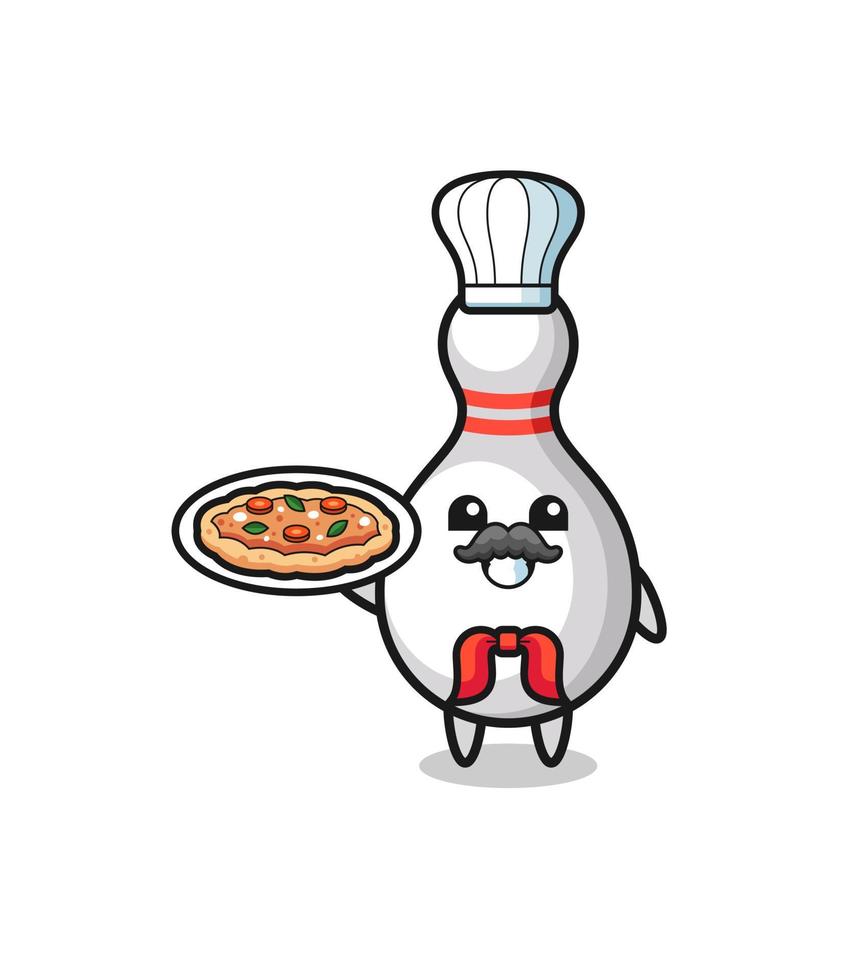 Personaje de bolos como mascota chef italiano vector