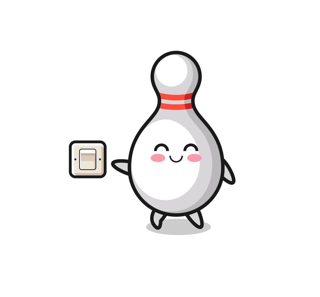 cartoon bowling pin is turning off light vector