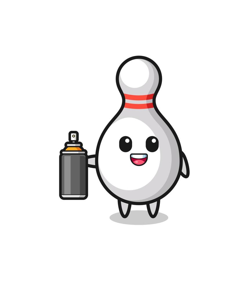 the cute bowling pin as a graffiti bomber vector