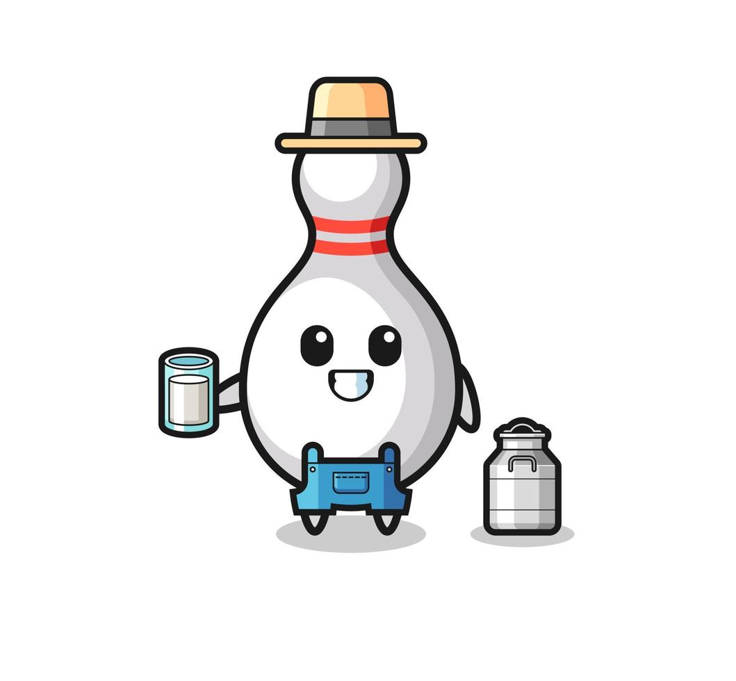 bowling pin cartoon as the dairy farmer vector