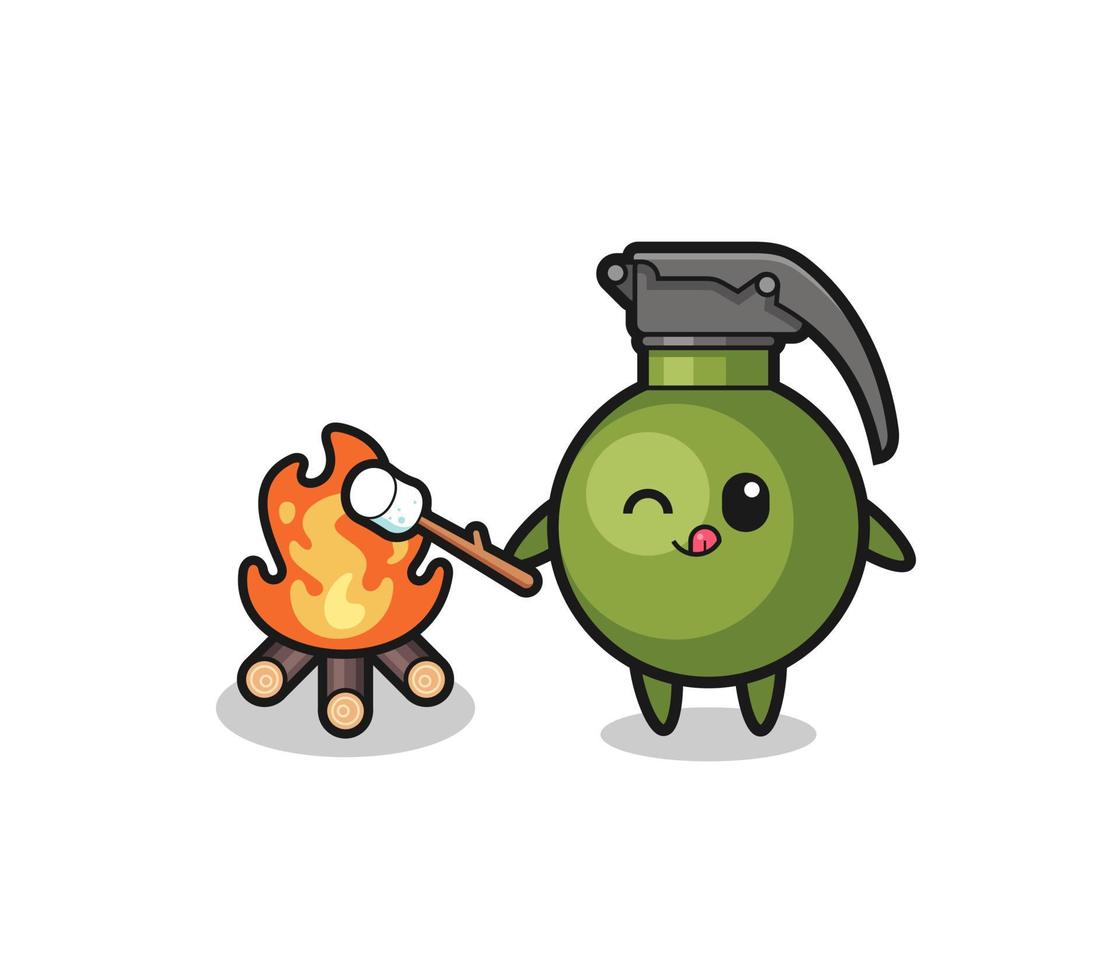 grenade character is burning marshmallow vector