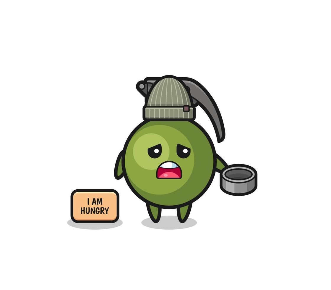 cute grenade beggar cartoon character vector