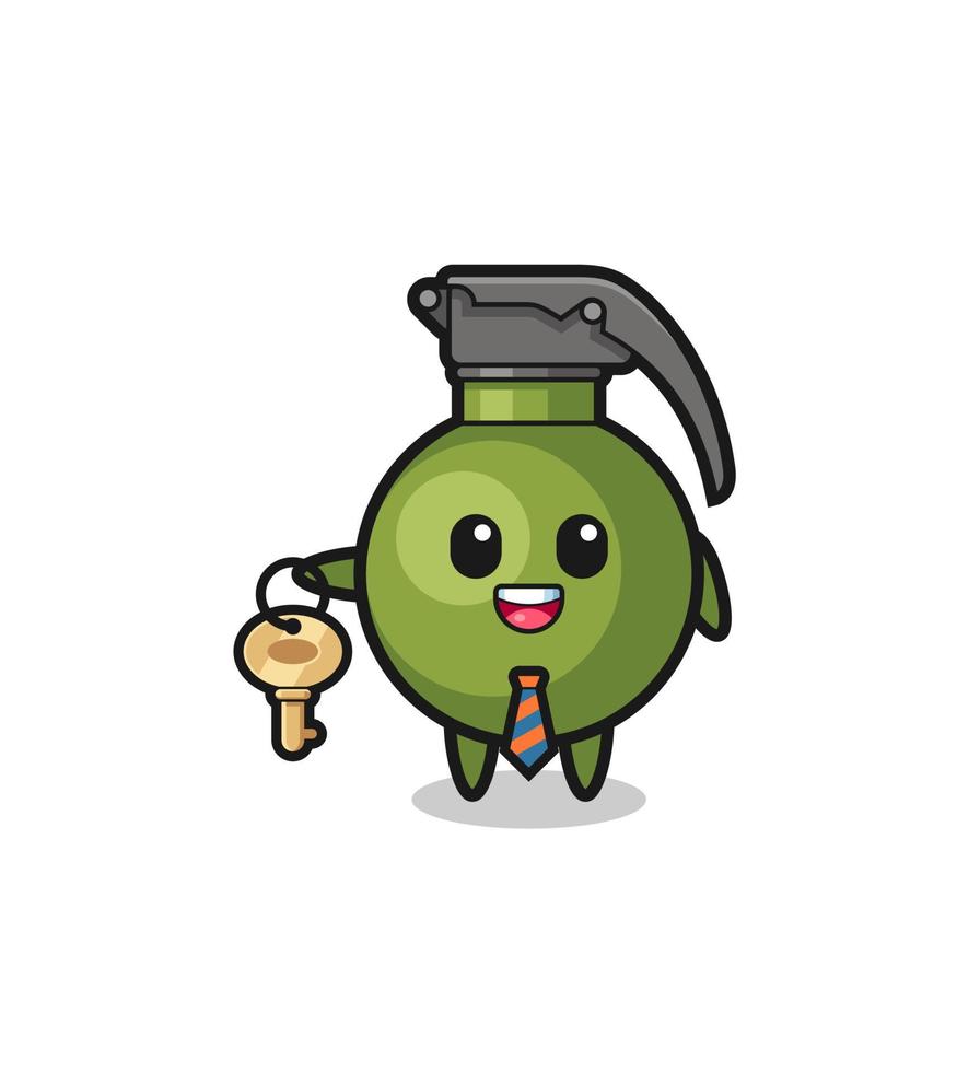 cute grenade as a real estate agent mascot vector