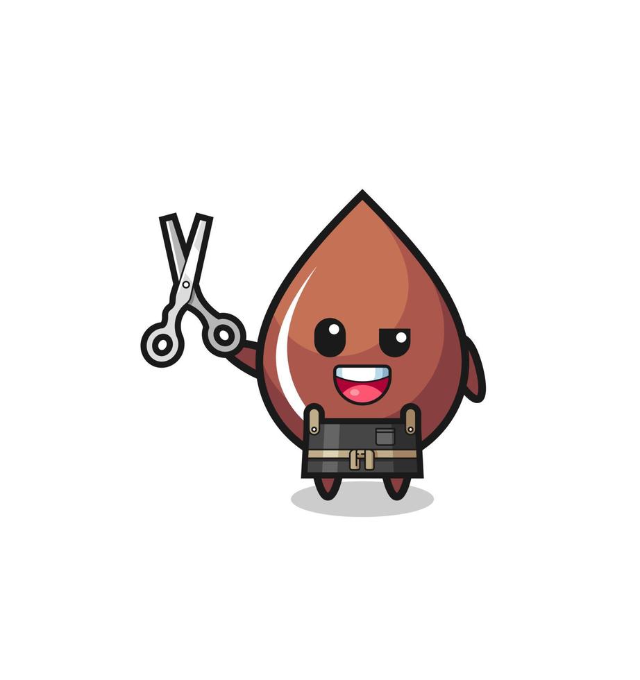 chocolate drop character as barbershop mascot vector