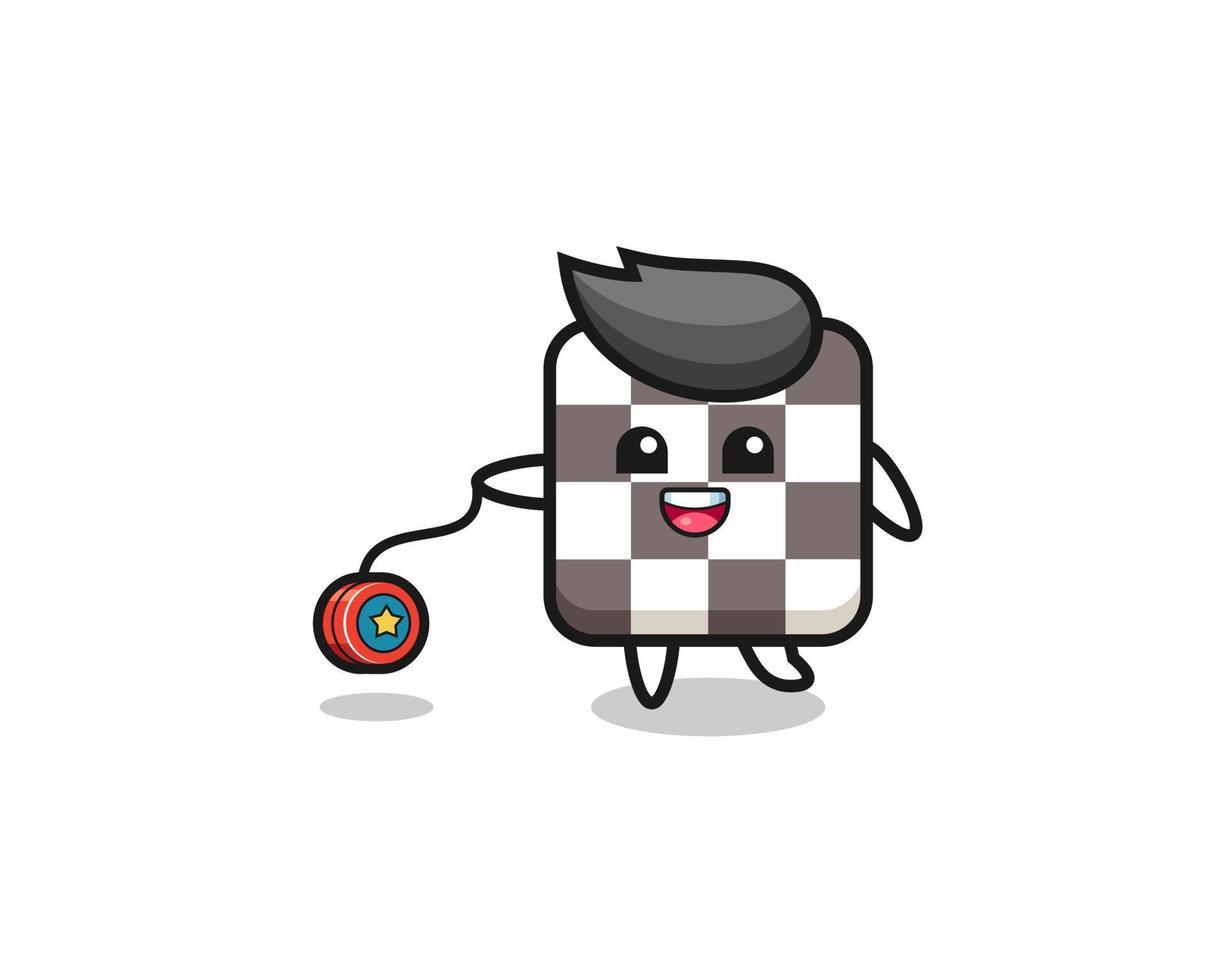 cartoon of cute chess board playing a yoyo vector