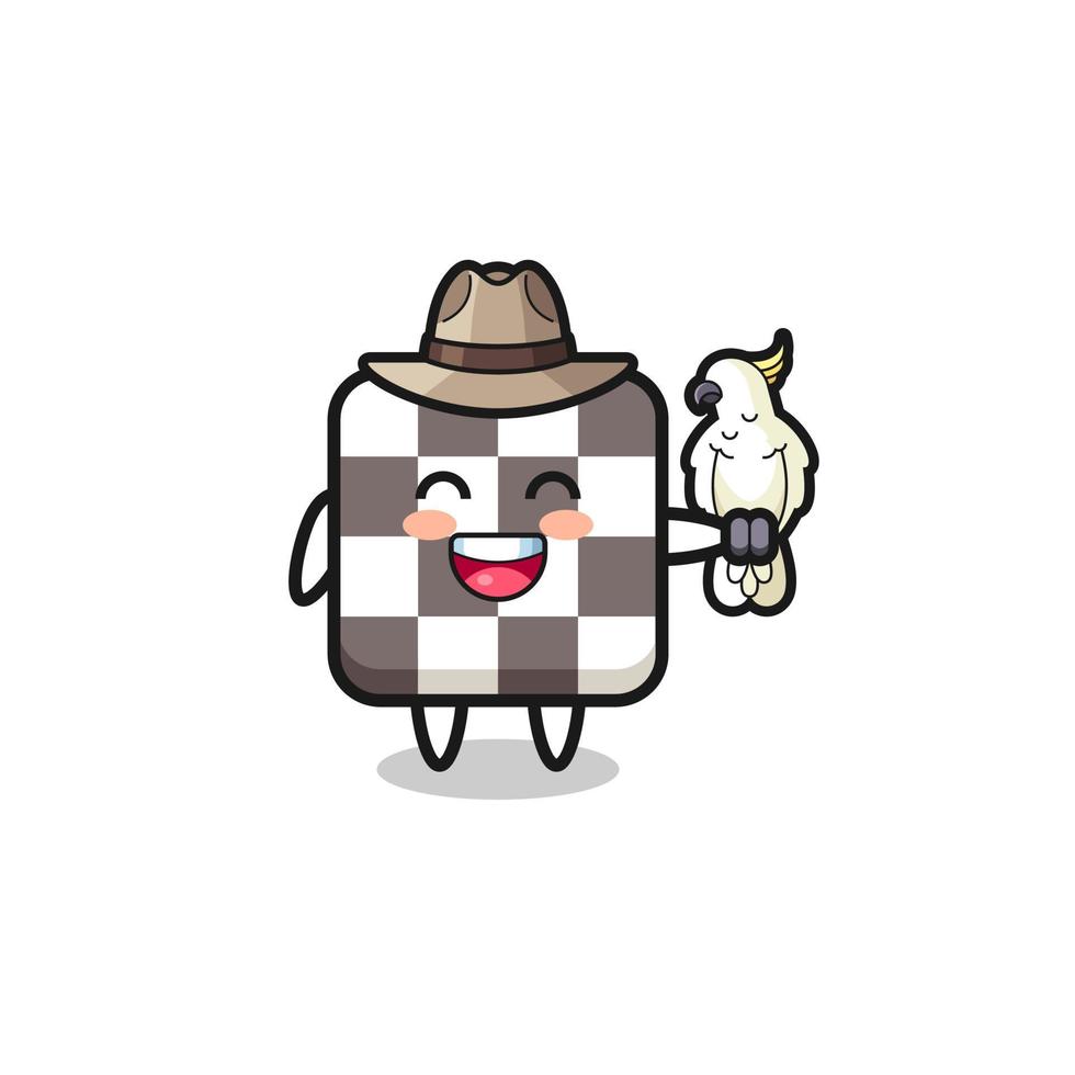 chess board zookeeper mascot with a parrot vector