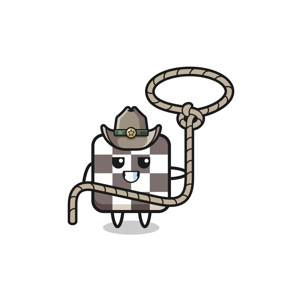 the chess board cowboy with lasso rope vector
