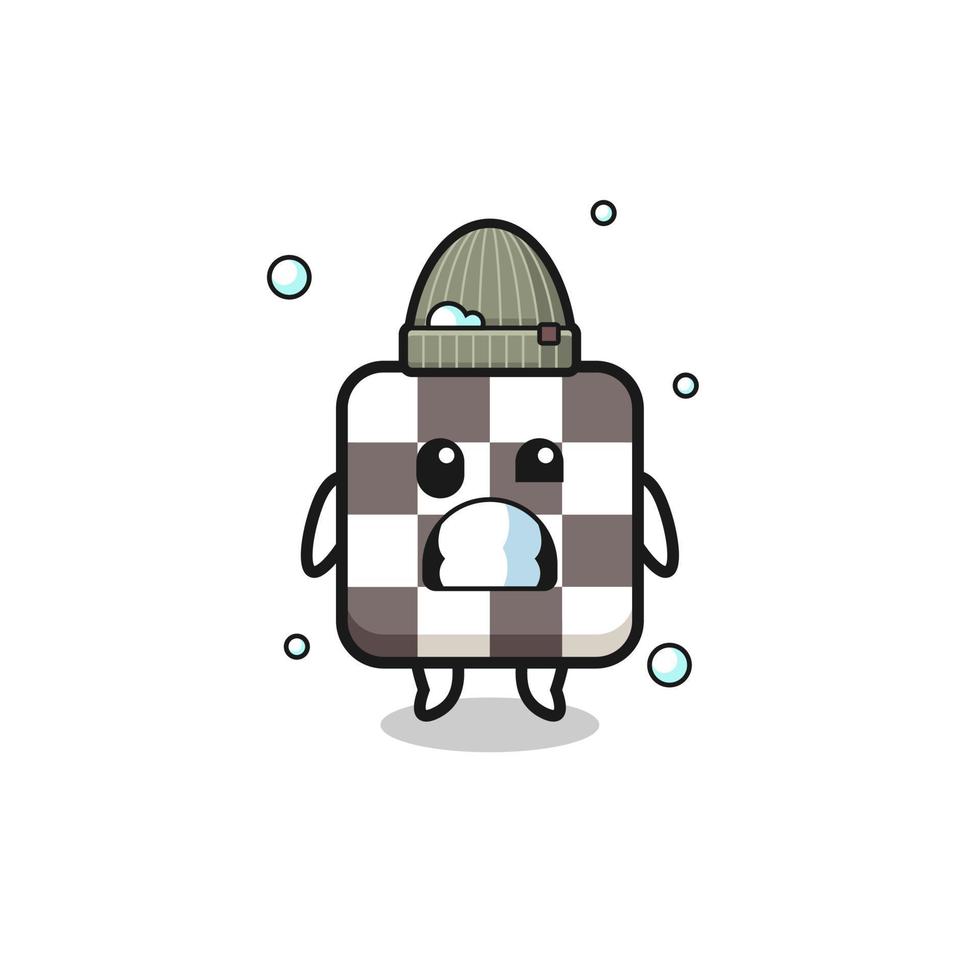 cute cartoon chess board with shivering expression vector