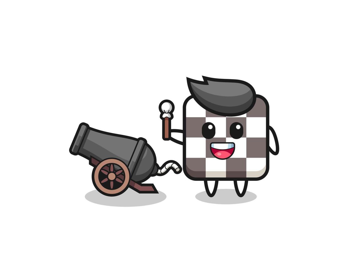 cute chess board shoot using cannon vector