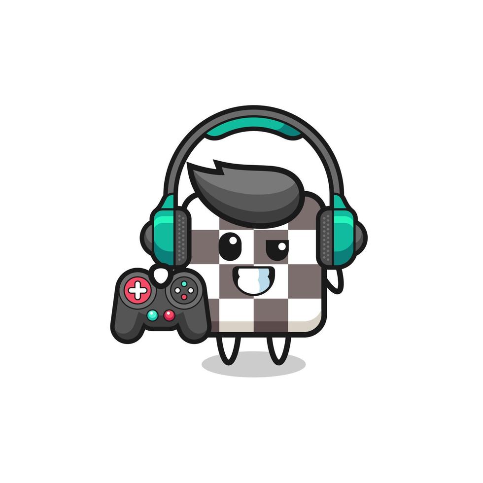 chess board gamer mascot holding a game controller vector