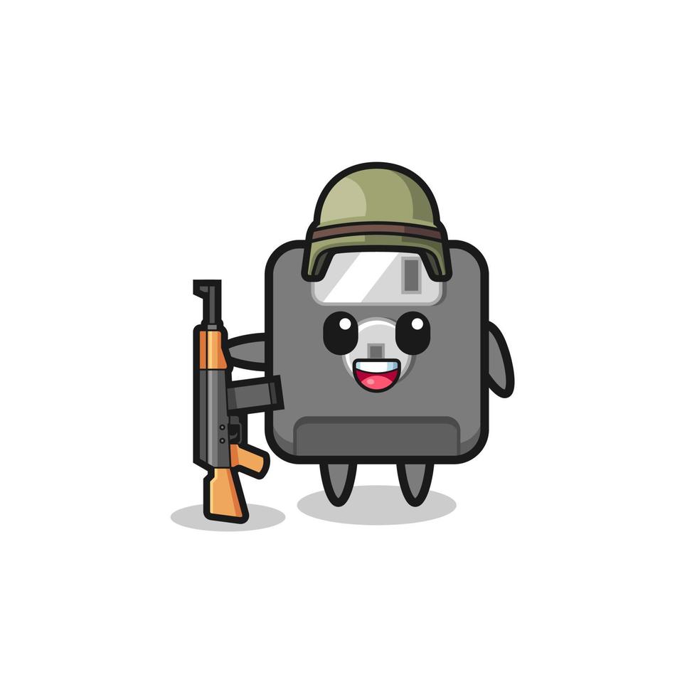 linda mascota del disquete como un soldado vector