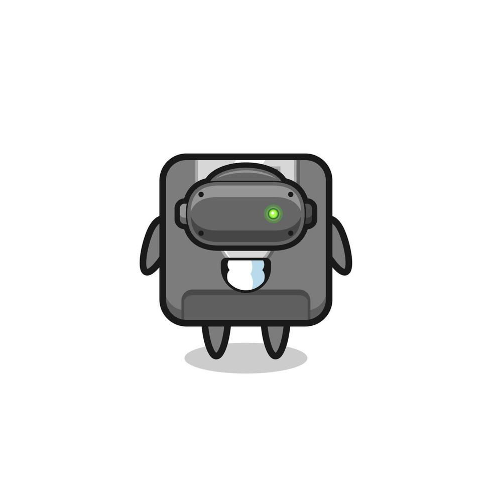 cute floppy disk using VR headset vector