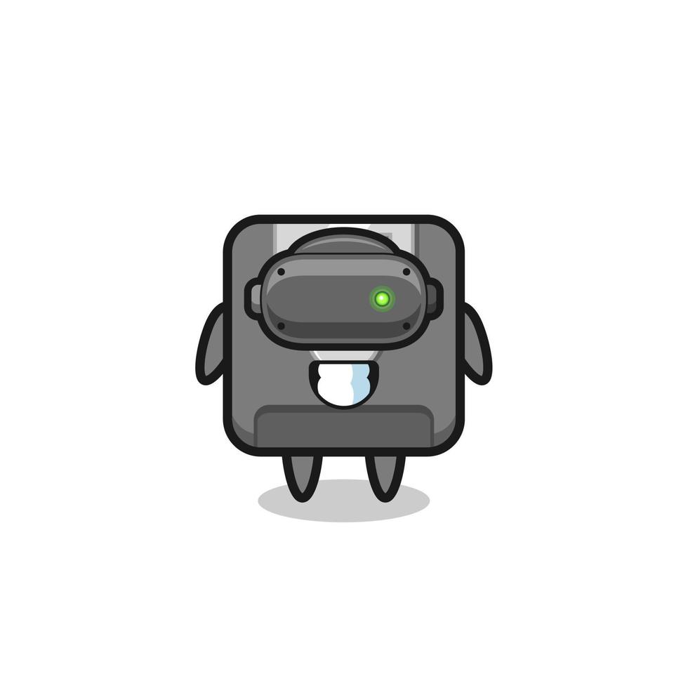 cute floppy disk using VR headset vector