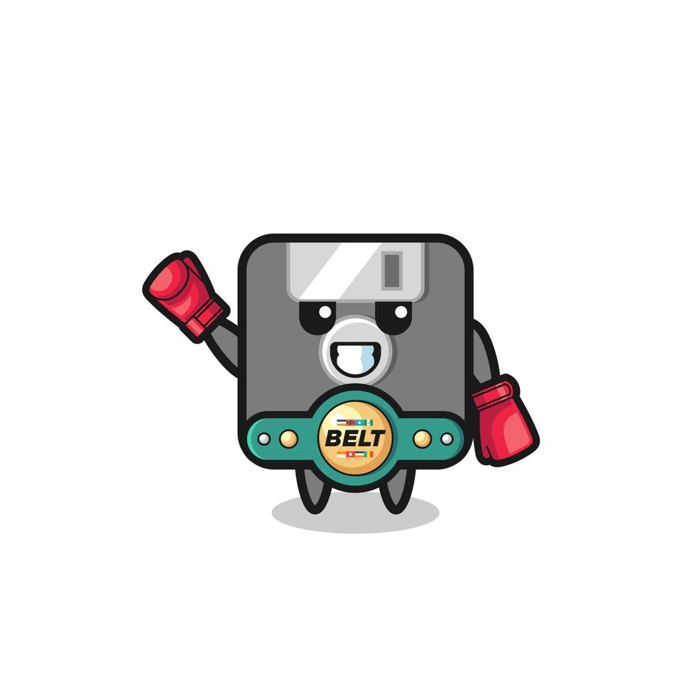 floppy disk boxer mascot character vector