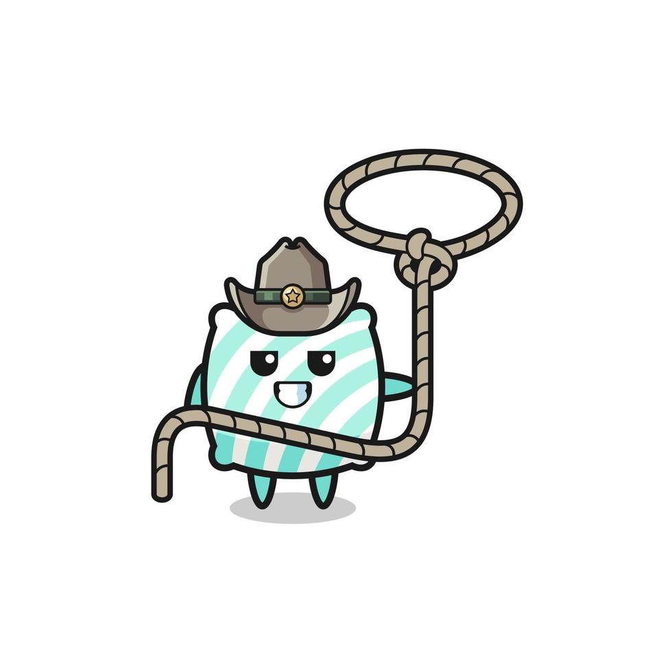 the pillow cowboy with lasso rope vector